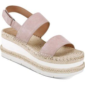 NWT MARC FISHER LTD GALLIA SUEDE LIGHT PINK SLINGBACK WEDGE SANDALS